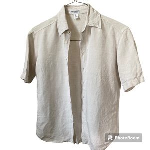 Vintage Men’s 1995 Giorgio Armani Beige Short Sleeved Button Up Shirt